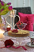 Chocolate cake with raspberries for Valentine's Day