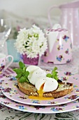 Poached eggs on toast for Mother's Day