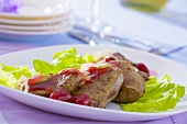 Calf's liver with onions and raspberry dressing
