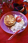 Breaded Camembert with rice