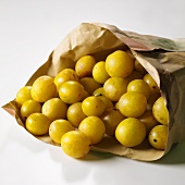 Mirabelles in a paper bag