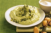 Avocado dip with pistachios and mint