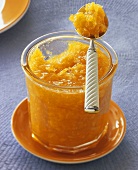 Mandarin and vanilla jam on a teaspoon
