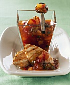 Tomato & celery relish to serve with grilled turkey fillet