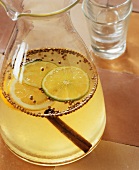Lemon balm and mint liqueur in a carafe