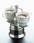 Small espresso machine with cups