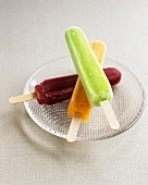 Home-made coloured ice lollies