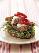Cereal burger on wholemeal bread