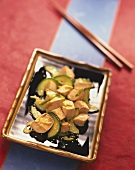 Tofu ragout with cucumber and sesame