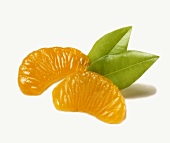 Two segments of tinned mandarin orange