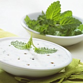 Yoghurt dip with assorted herbs