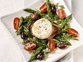 Mediterranean salad with fried goat's cheese