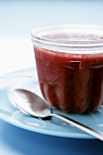 Berry sorbet in a glass dish