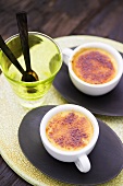 Crème brûlée with ginger and lime in espresso cups