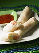 Rice paper rolls with rice and shrimp filling (Vietnam)