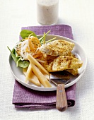 Curried turkey escalopes with melon