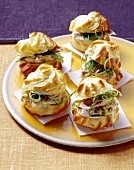 Cream puffs filled with tuna and spring onions
