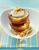 Grilled peach with ricotta and honey