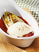 Baked chicory with mozzarella and tomato sauce