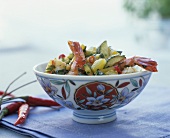 Stir-fried prawns with pineapple and courgettes