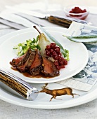 Roast venison with cabbage