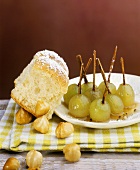 Filled Buchteln (sweet rolls) with honeyed grapes