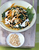 Steamed spinach with ginger and orange peel