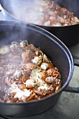 Crabs in cooking pots
