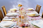 Summery table laid in pastel colours