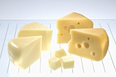 Pieces of different cheeses