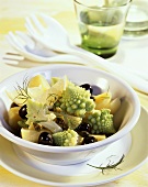 Potato and romanesco salad with olives and capers