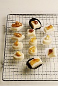 Marzipan sweets with walnuts, almonds and caramel
