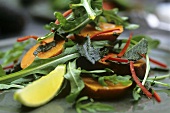 Salad of roasted sweet potato, sage and rocket