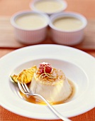 Crème caramel with ginger and lime