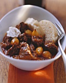 Pork goulash with silverskin onions and sour cream