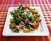 Rocket salad with fried mushrooms