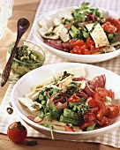 Vegetable salad with sheep’s cheese and pesto