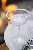 Glass with salted rim for Margarita
