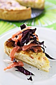 Potato quiche with salmon and radicchio