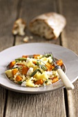 Pasta with carrots, sheep's cheese and sage