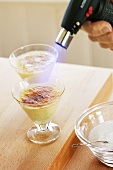 Caramelising crème brûlée