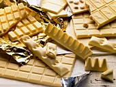 Several types of white chocolate in a heap