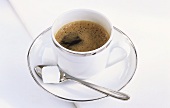 A cup of coffee on a white background