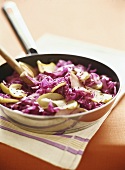 Warm apple and red cabbage salad