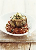 Baked artichoke with bolognese sauce