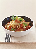 Tagliatelle with chicken breast and tomatoes