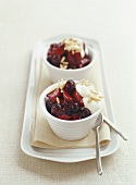 Strawberry and cherry dessert with yoghurt