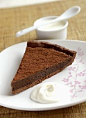 A piece of chocolate tart