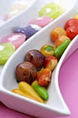 Assorted sweets and nibbles in a dish