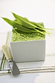 Ramsons (wild garlic) butter in a small bowl
